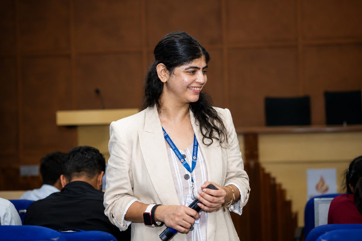 Dr. Aanchal Makhija speaking at a wellness workshop